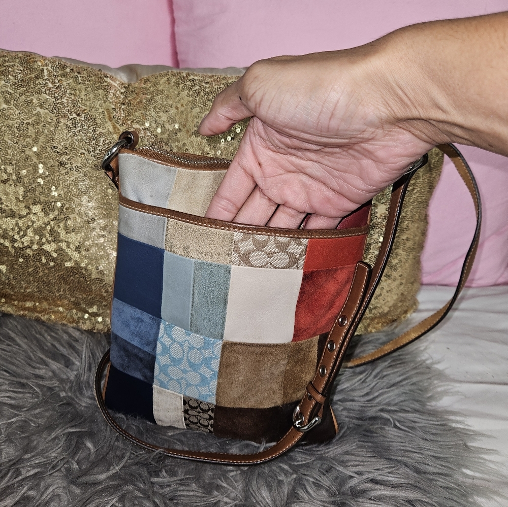 Coach Patchwork Crossbody Bag - Red, Blue, Brown, Cream - Picture 3 of 6